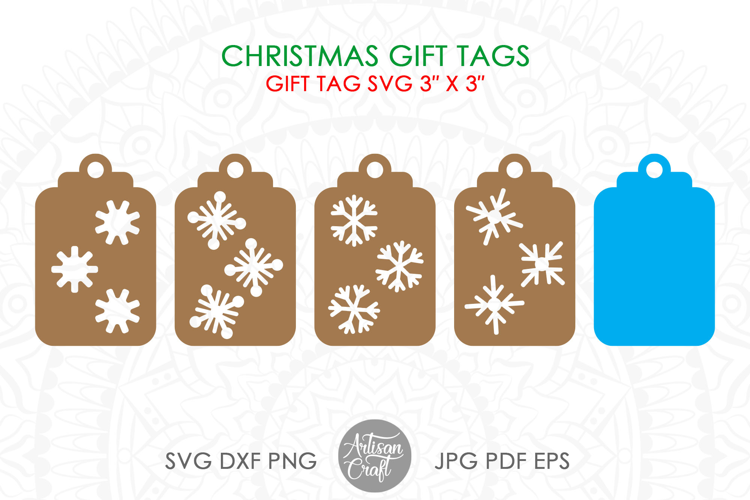 Snowflake gift tags SVG cut files, Christmas gift tag SVG