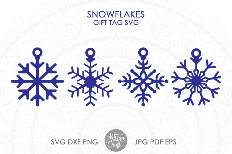 Snowflake gift tag SVG cut files, Christmas gift tags