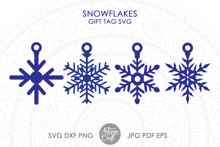 Snowflake gift tag SVG cut files, Christmas gift tag