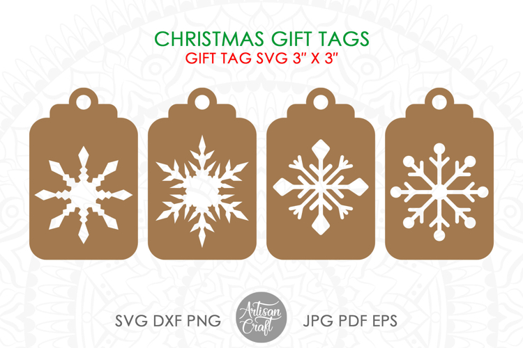 Snowflake gift tag, SVG cut files, laser cut files