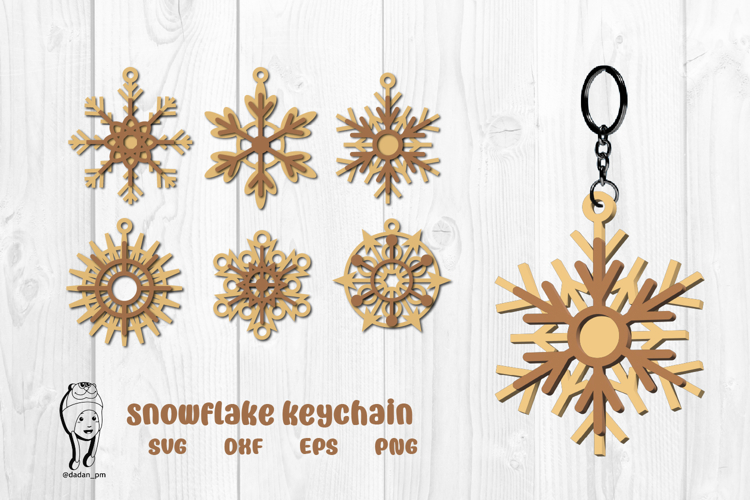 Snowflakes keychain laser cut svg