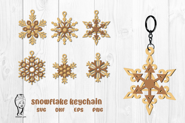 Snowflakes keychain laser cut svg
