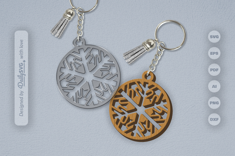 Snowflake Keychain Laser Cut