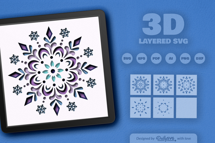 Snowflake Mandala Ornamental Layered Papercut
