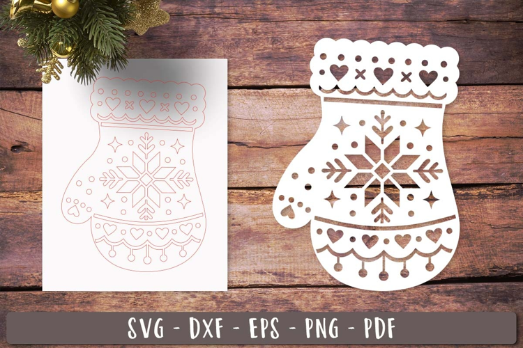Snowflake Mitten Christmas SVG Laser Cut Ornament