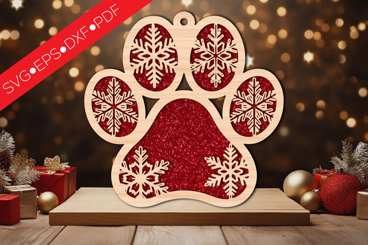 Snowflake Paw Ornament SVG example image 1