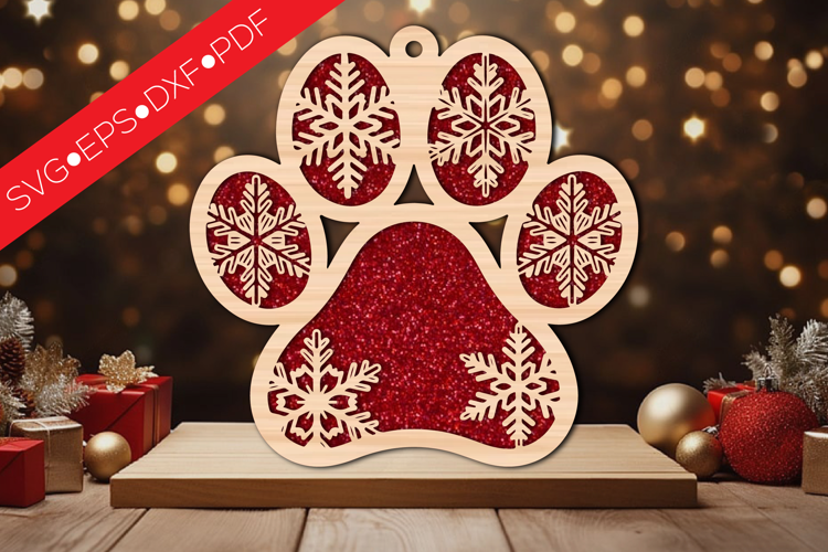 Snowflake Paw Ornament SVG