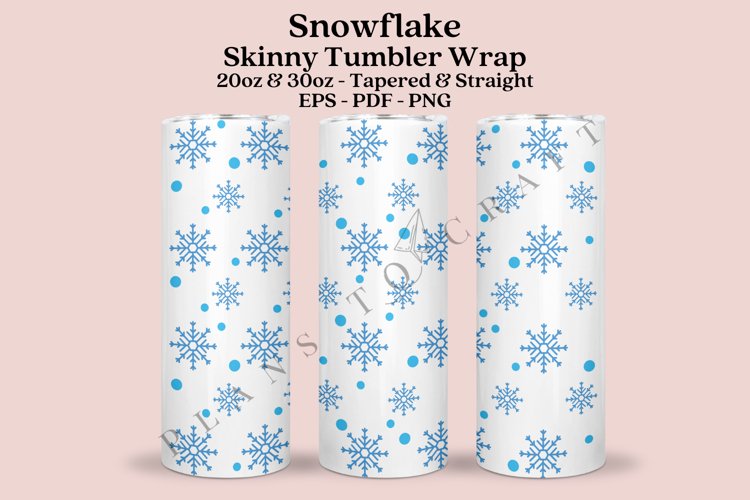 Snowflake Skinny Tumbler Sublimation Wrap SVG