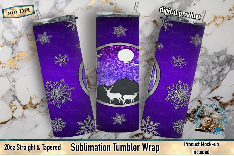 Peekaboo Tumbler, Tumbler Wrap, Deer sublimation, glitter snowflake
