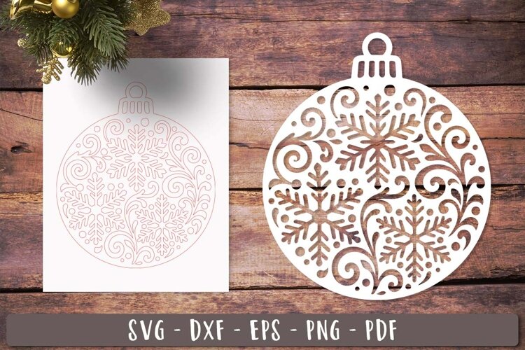 Snowflake Swirl Ornament Christmas ball Laser Cut 
