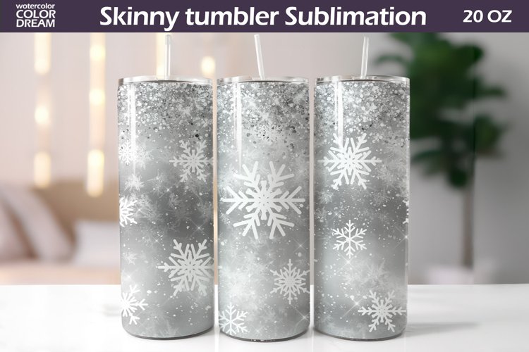 Snowflake Tumbler Wrap | Christmas Tumbler Sublimation example image 1