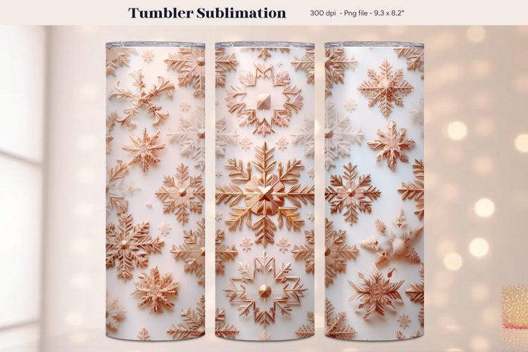 Snowflake Tumbler Wrap | Gold Christmas Tumbler Sublimation