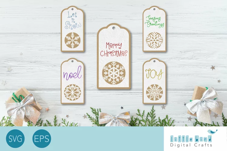 Christmas Snowflake Gift Tag SVG, Single Line SVG