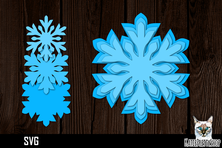 Christmas Ornament SVG, layered papercut snowflake ornament
