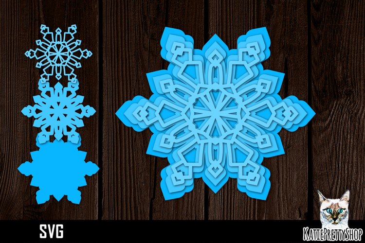 Christmas Ornament SVG, layered papercut snowflake ornament