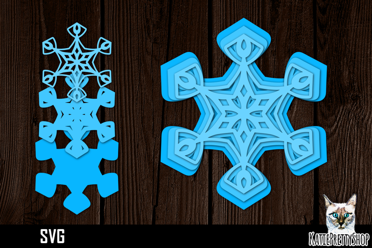 Christmas Ornament SVG, layered papercut snowflake ornament