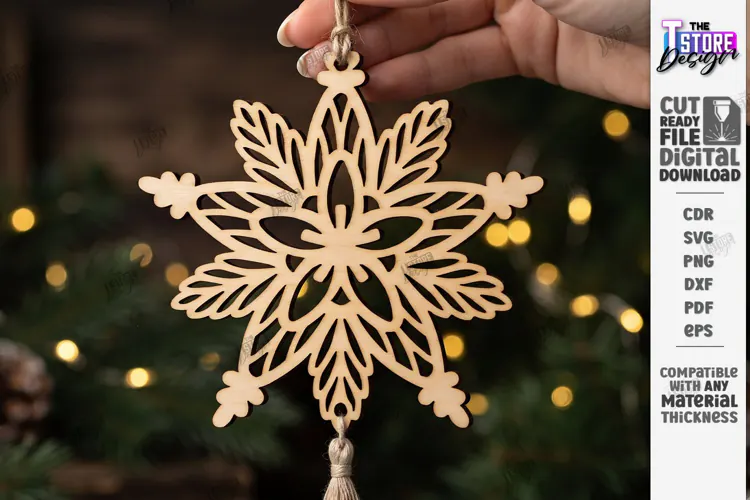 3D Layered Wooden Snowflake Laser Cut | Christmas Ornament