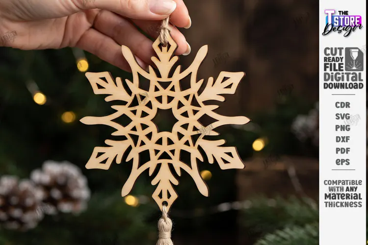 3D Layered Wooden Snowflake Laser Cut | Christmas Ornament