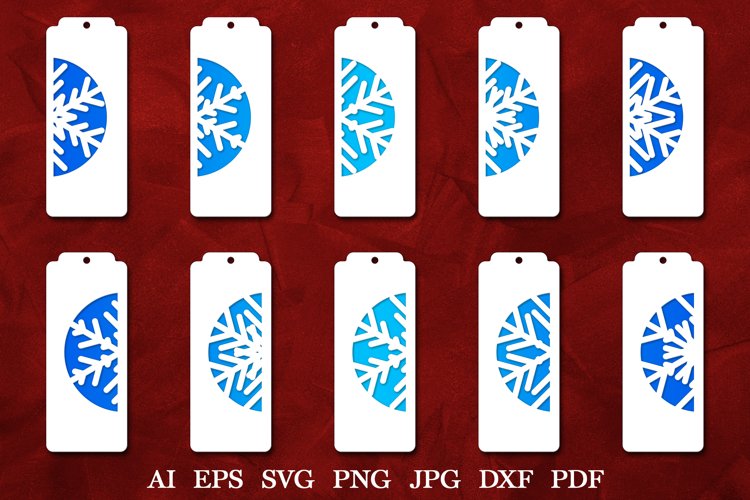 Paper Cut Snowflakes Bookmarks SVG | Christmas Bookmarks SVG