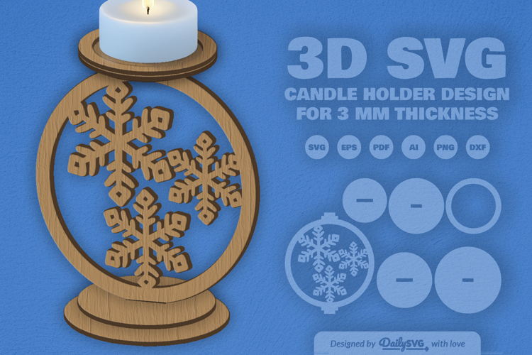 Snowflake Candle Holder SVG