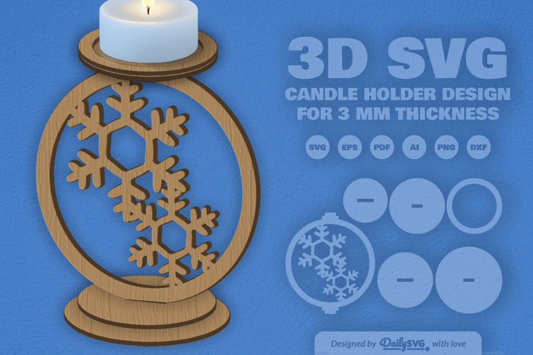 Snowflake Candle Holder SVG