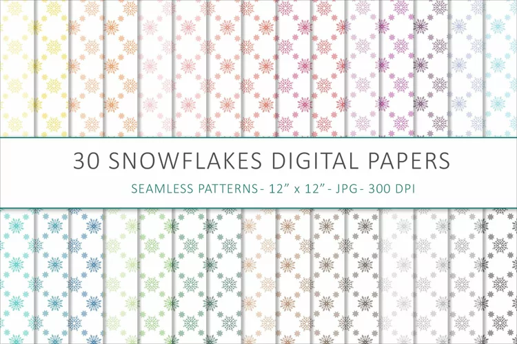 Snowflakes digital papers - 30 Seamless Designs