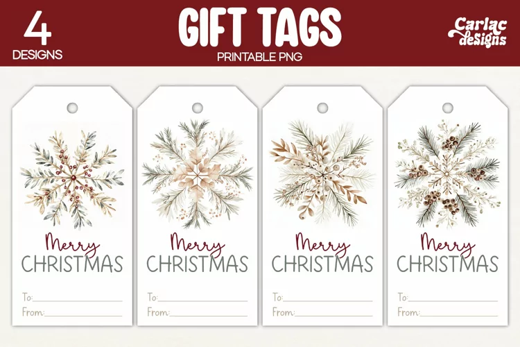 Christmas Gift Tags, Merry Christmas Printable Tags