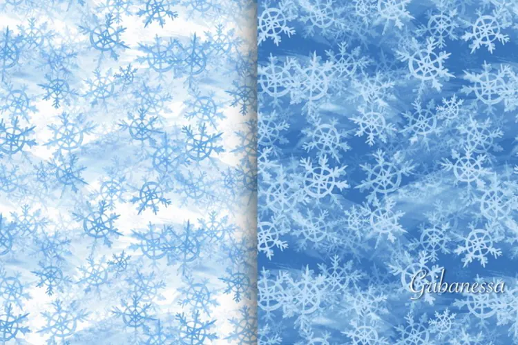 Icy Blue Snowflake Watercolor Patterns