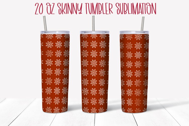 Christmas Snowflakes 20 OZ Skinny Tumbler Design Sublimation example image 1