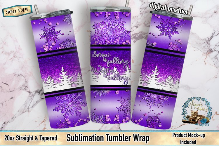 seamless tumbler wrap, peekaboo tumbler, peekaboo snowflake, tumbler wrap