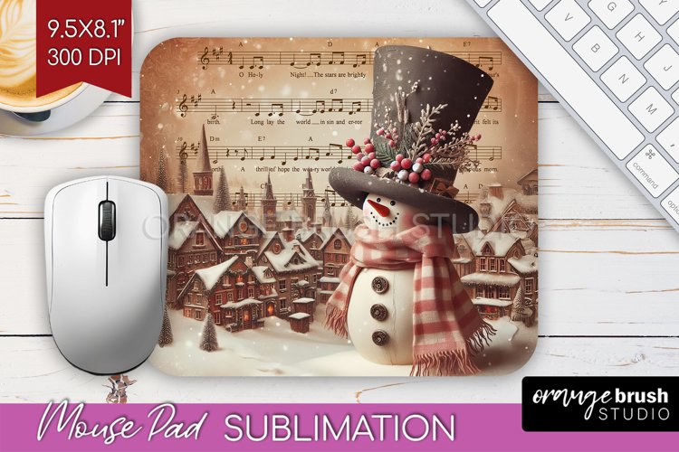 Snowman Mouse Pad Sublimation - Vintage Christmas Mousepad