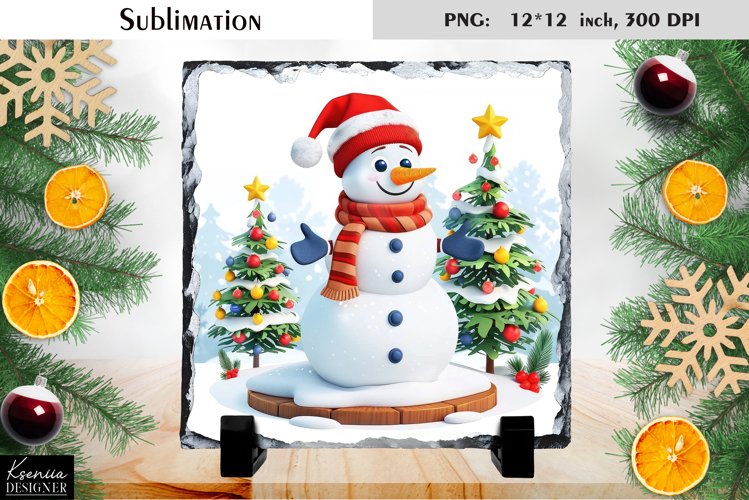 Christmas Cartoon Snowman|Cute Slate Design