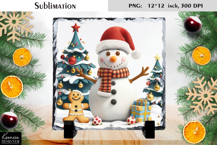 Christmas Cartoon Snowman|Cute Slate Design