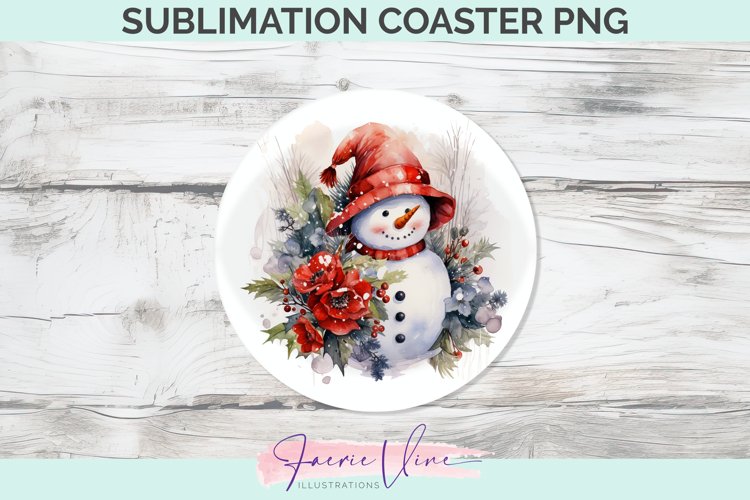 Christmas Snowman Round Coaster example image 1