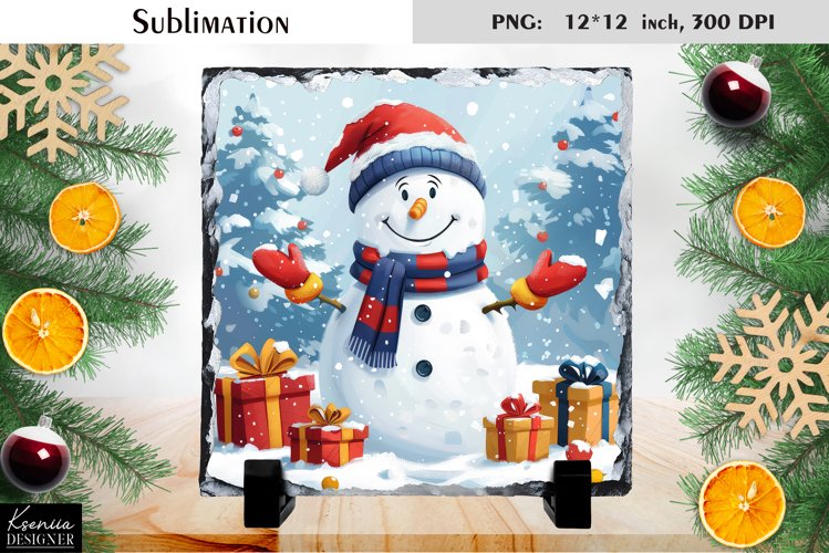 Christmas Cartoon Snowman|Cute Slate Design