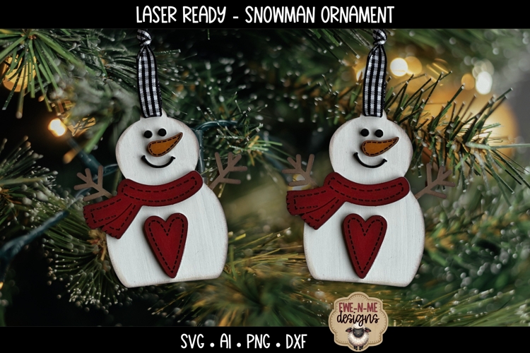 Snowman Heart Ornament Laser Ready SVG |Christmas Laser SVG