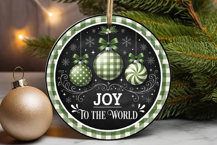 Snowman Black Hat Plaid Scarf Ornament example image 1
