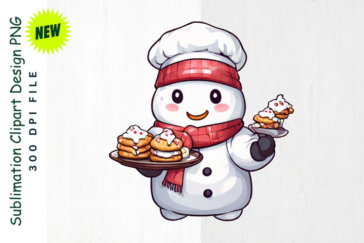 Snowman Chef with Freshly Baked Cookies Clipart