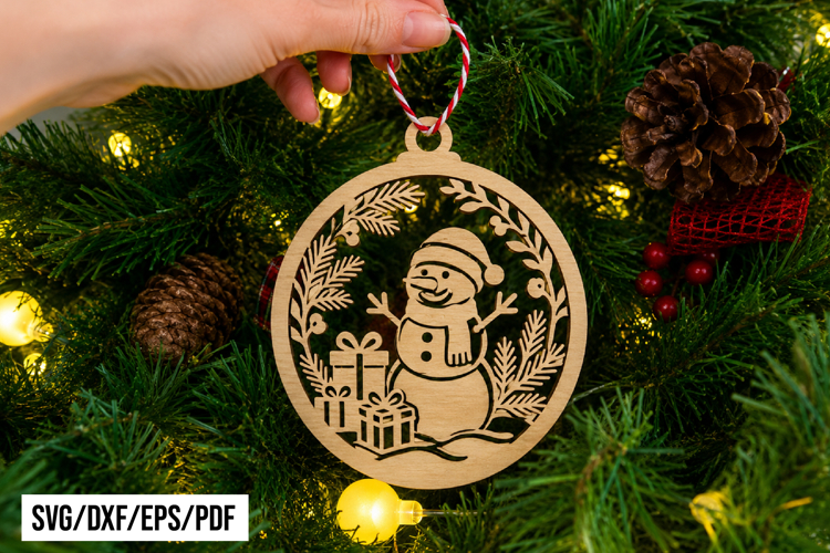 Snowman Christmas Ornament Laser Cut SVG