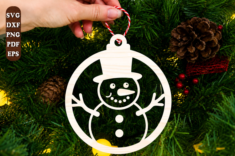 Snowman Christmas Ornament Laser Cut SVG