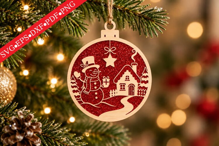 Snowman Christmas Ornament SVG example image 1