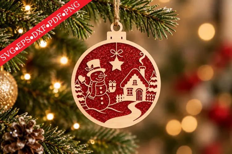 Snowman Christmas Ornament SVG