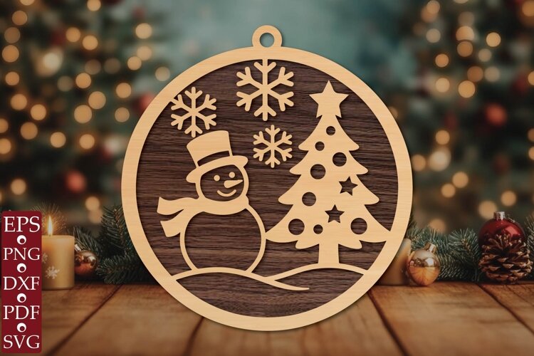Snowman Christmas Tree SVG Ornament example image 1