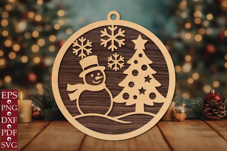 Snowman Christmas Tree SVG Ornament