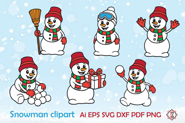Clip-art images: Cheerful Snowmen