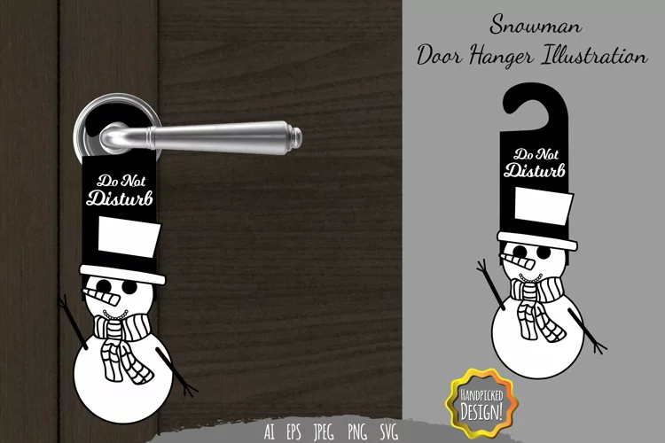 Snowman with Hat Door Tag - Do Not Disturb SVG File