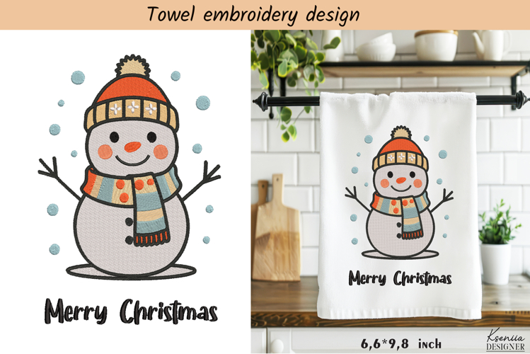 Funny Snowman|Christmas Embroidery Towel Design