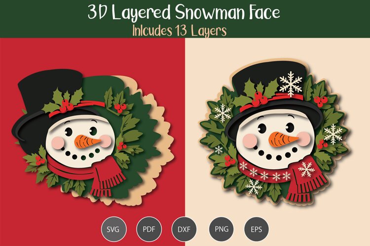 3D Layered Snowman Face example image 1