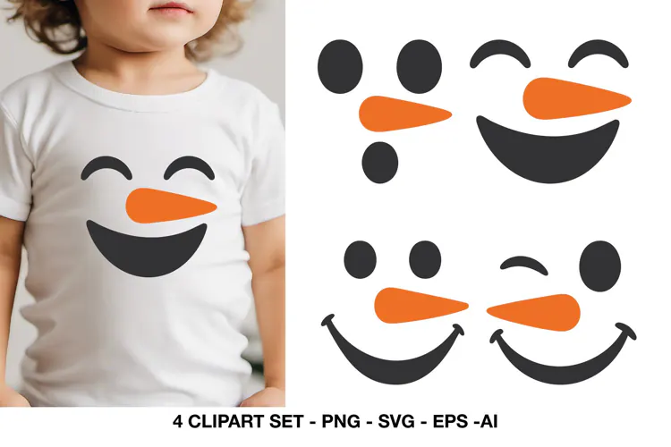 Snowman Face Clipart SVG PNG Designs