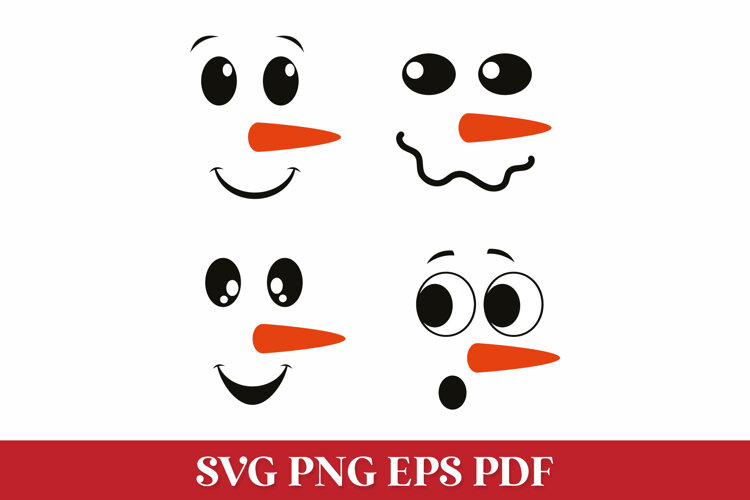 Snowman Faces SVG Cut Files for Cricut and Silhouette example image 1